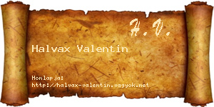 Halvax Valentin névjegykártya
